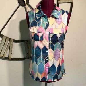 Noracora Multicolor Sleeveless Geometric Top
